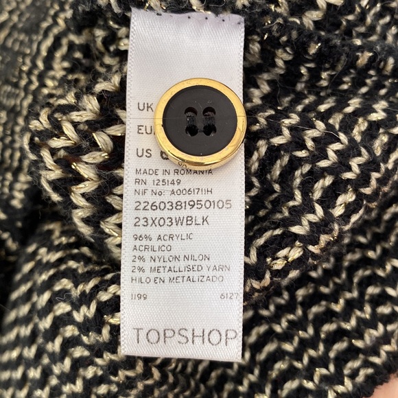 TopShop chevron sweater with Gold Metallic thread, cropped sweater - Picture 6 of 7